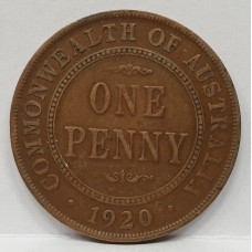 AUSTRALIA 1920 . ONE 1 PENNY . VARIETY . DOUBLE DOT